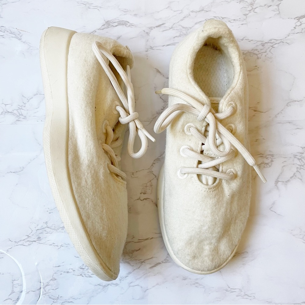Allbirds Classic Tree Runners Sneakers Ivory Cream Wool Lace Up 8